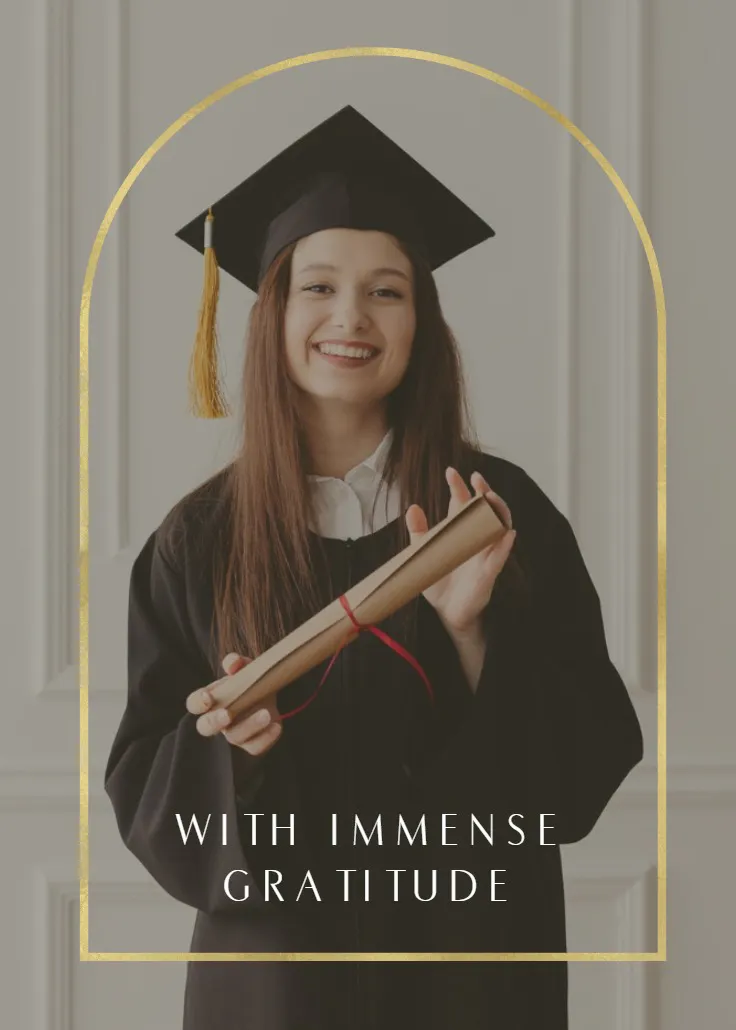 Golden arch - mezuniyet teşekkür kartı